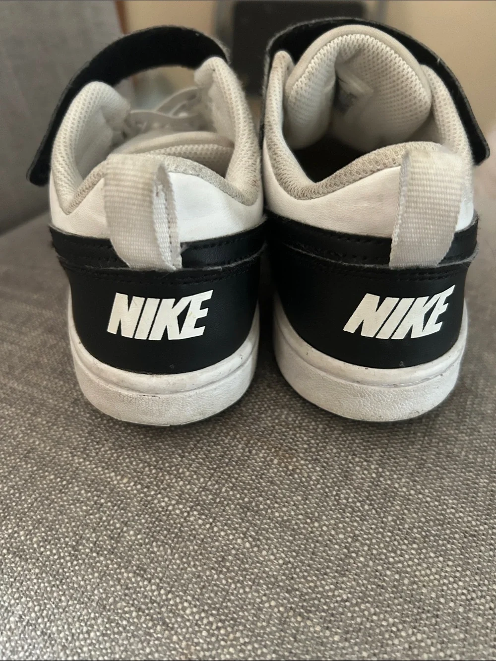 Nike Kids Black and White Velcro Low-Top Sneakers